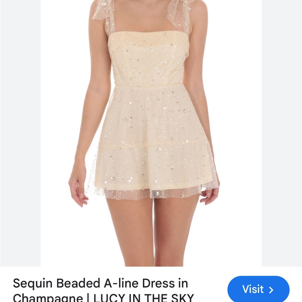 Lucy in the Sky Sequin Beaded A-line Dress in white